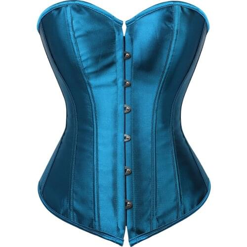 Multi Colors Sexy Womens Satin Boned Lace up Overbust Corset Waist Trainner Bustier Lingerie Top Clubwear Plus Size 6XL