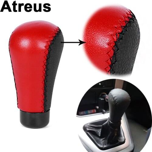 Atreus Genuine Leather Car Gear Shift Lever Knob Accessories For VW polo passat b5 b6 Mazda 3 6 cx-5 Toyota corolla Ford focus 2