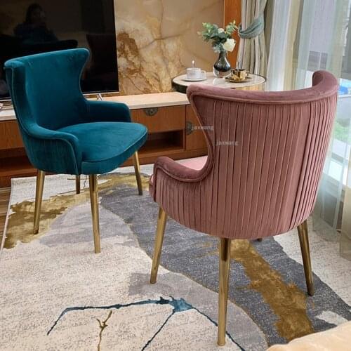 Fabric Home Dining Chairs Retro Backrest Light Luxury Adult Dressing Chair American Country Iron Dining Chair Kitchen Furniture