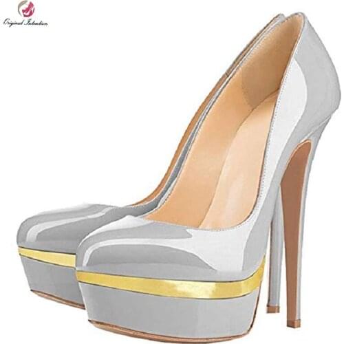 Sexy Party Heels Fashionable Female High-Heeled Color Round Toe Shallow PU Pumps Casual Wedding Career Heels Size35-45