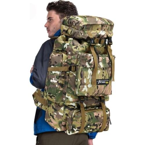 80L Waterproof Large Outdoor Bag Adjustable Hiking Bag Tactical Waist Bag Tactical Backpack Double Stitched Modular MOLLE System