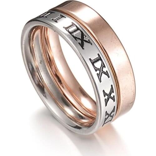 High Quality 4mm Wholesale Simple Ring Fashion Rose Gold Silvery Ring Roman Numerals Womens Exclusive Couple Wedding Ring