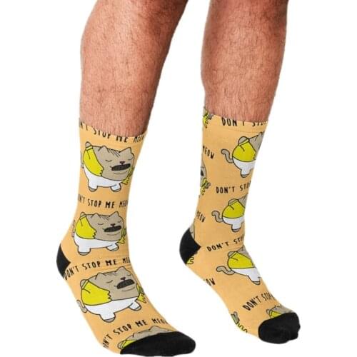 Funny Freddie Mercury Mens socks Don´t stop me Printed cat hip hop Men Happy Socks boys street style Crazy Socks for me