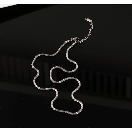 POTCET Womens Stainless Steel Gypsophila Sweater Chain Titanium Steel Necklace Hip Hop Geometry Party Jewelry Bracelet