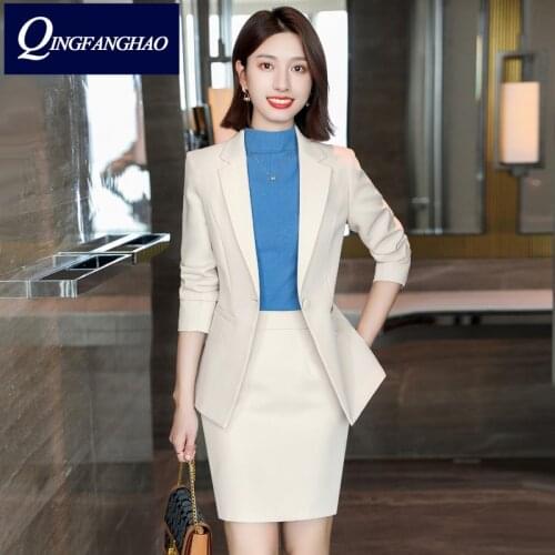 Women Office Wear high quality long sleeve Blazer And Pant Or Skirt Set Ladies work wear set more size Business suit as8862