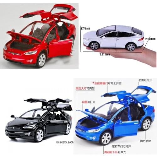 1/32 Tesla MODEL X90 Car Red/Black/White/Blue Color With Sound Light Pull Back Kids Toys brinquedos Gifts