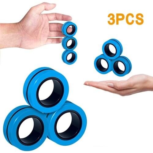 3PCS Magic Ring Props Tool Anti-Stress Finger Magnetic Rings Kids Decompression Fingertip Toys For Autism ADHD Anxiety Relief
