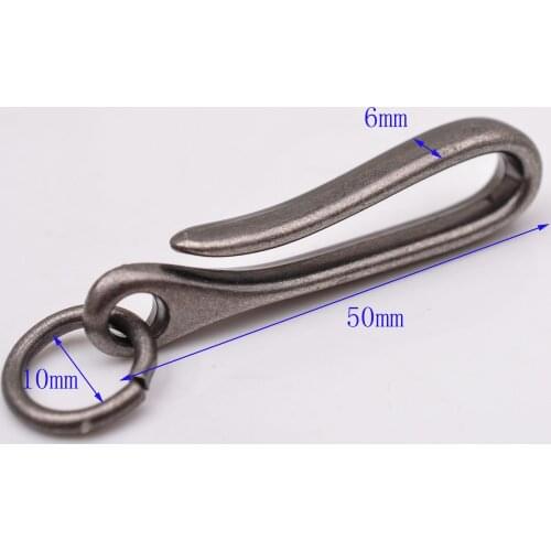 5pc 50mm Quality Heavy Duty Vintage Silver Car KeyChain Keyring Fob Belt U Hook Loop Jeans Wallet Chain Accessories Fish Hook