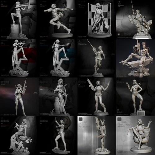 75MM Classic Science Fiction Future Warrior Girl With Gun Unpainted Miniaturization Unassambled Resin White Model Garage Kit