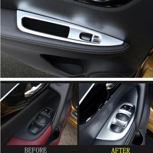 ABS Inner Door Armrest Window Lift Button Cover Trim 4pcs/set For Nissan Qashqai J11 2014 2015 2016 2017 2018 LEFT-HAND DRIVE