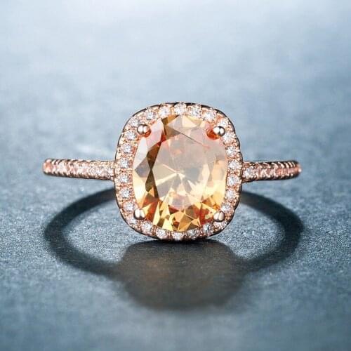 CAOSHI Noble Engagement Rings with Oval Champagne Crystal Exquisite Female Jewelry Accessories Elegant Date Gift Wholesale Bulk