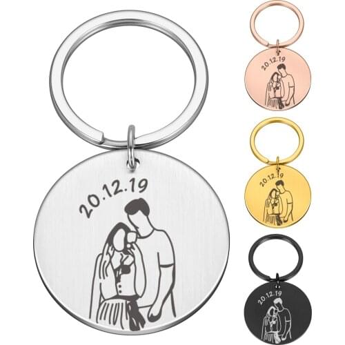 Couple Keychain Gifts for Boyfriend Girlfriend Husband Wife Anniversary Valentine Day Gift Customized Date Keychains for Him Her