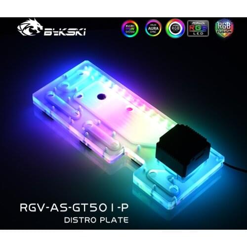 Bykski RGV-AS-GT501-P Distro Plate For ASUS ROG GX601 Case,PC Water Cooling Waterway Board Loop Kit 12V/5V MB SYNC
