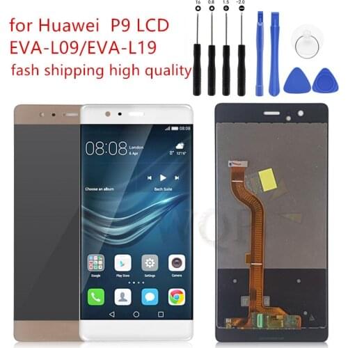 For HUAWEI P9 lcd EVA-L09 EVA-L19 lcd digiziter assembly Touch Screen Digiziter Assembly with Frame repair parts tools