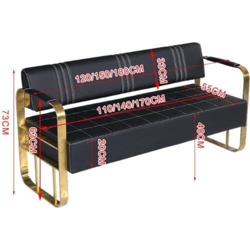 Wanghong barbers sofa, waiting chair, special light luxury hairdressers lounge stainless steel bench