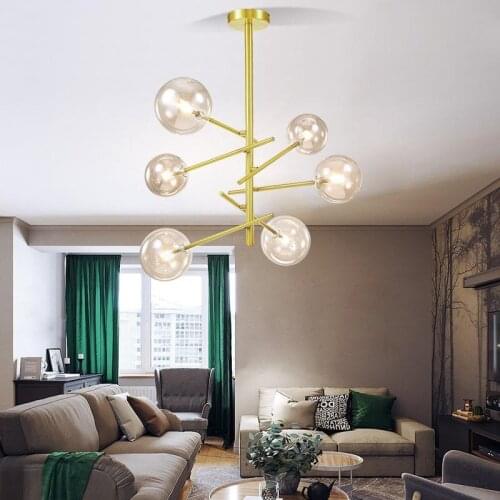 Europe Modern Creative Led Pendant Light Concise Style Glass Bubbles Cafe Decoration Kitchen Restaurant Indoor Gold Hanging Lamp