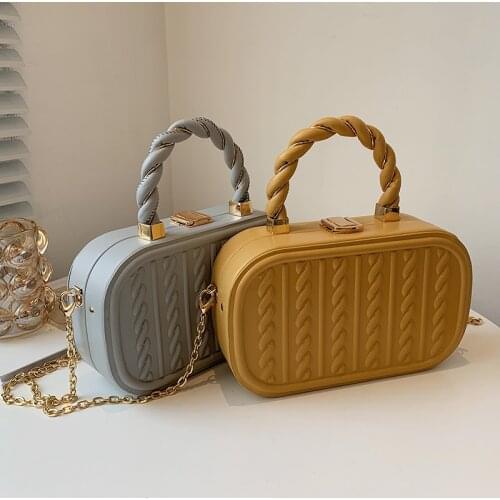 FANTASY Hot Sale PU Leather Box Bags For Women Twist Pattern Handbag Lady Luxury Trendy Messenger Shoulder Bag On Party 6 Colors