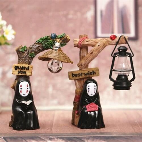 Japan Ghibli Spirited Away No Face Man Figures Doll Toy Miyazaki Hayao Kaonashi No Face Man Led Lamp Toy Children Kids Gift
