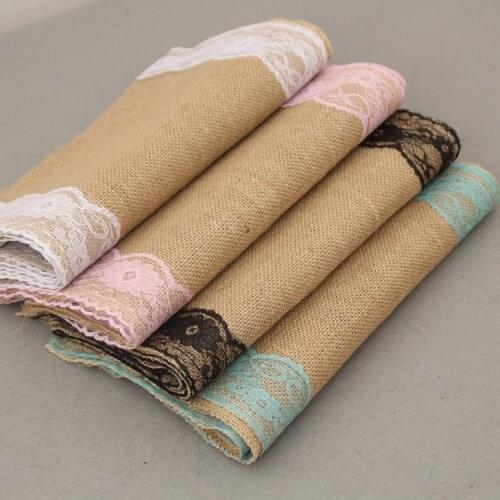 1pcs 30x275cm Vintage Burlap Lace Hessian Table Runner Natural Jute Country Party Wedding Decoration