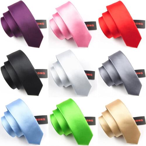 High Quality 2019 New Designers Brands Fashion Business Casual 5cm Slim Ties for Men Solid Color Necktie Work with Gift Box