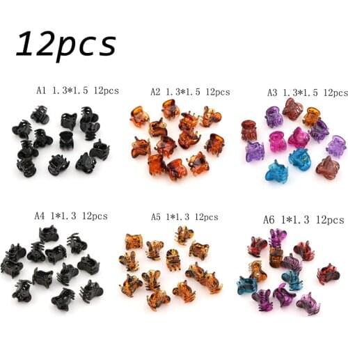 Hot Sale 12pcs Small Plastic Hair Clips Claws Mini Clamps Fashion Girls Crab Hair Claw Gifts 6 Colors