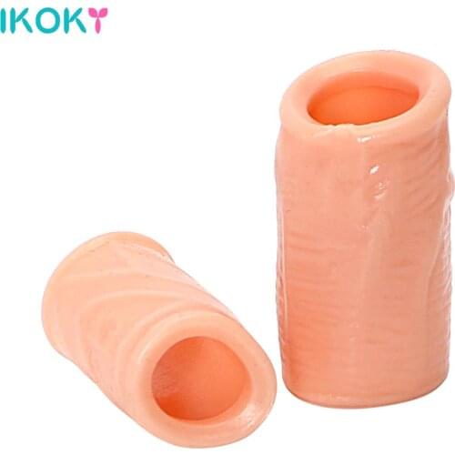 IKOKY 2Pcs Penis Ring Time Lasting Delay Ejaculation Foreskin Corrected Cock Rings Adult Sex Toys For Men Penis Sleeves