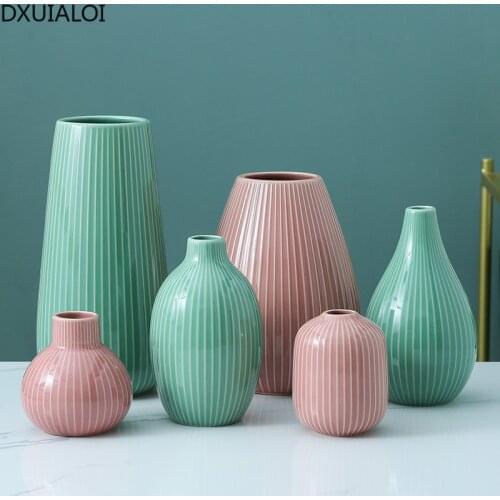 Ins Nordic ceramic vase simple model room decoration crafts dining table decoration home living room flower arrangement DXUIALOI