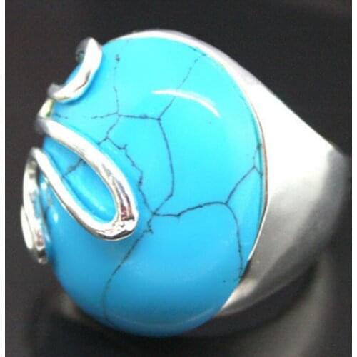 Free Shipping Fashion Jewel 17mmX21mm Blue stone 925 Sterling Silver Jewelry Ring