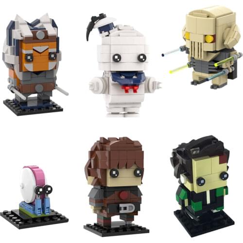 MOC For Star of Space Wars Brickheadz-Wicket Building Blocks Samurai Heroines Model DIY Assembly Education Toy For Children Gift