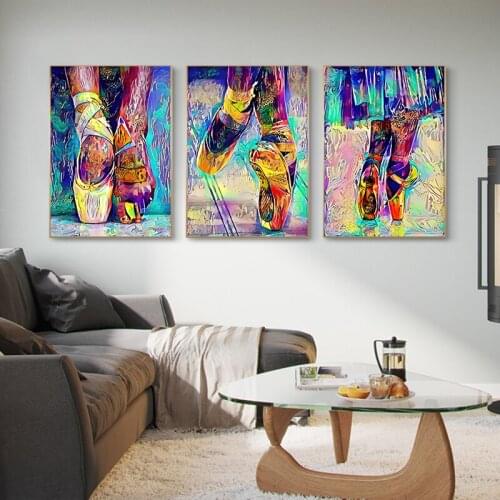 Colorful Ballet Shoes Canvas Oil Painting Graffiti Art Abstract Posters Prints Wall Art Pictures for Girls Room Home Decor