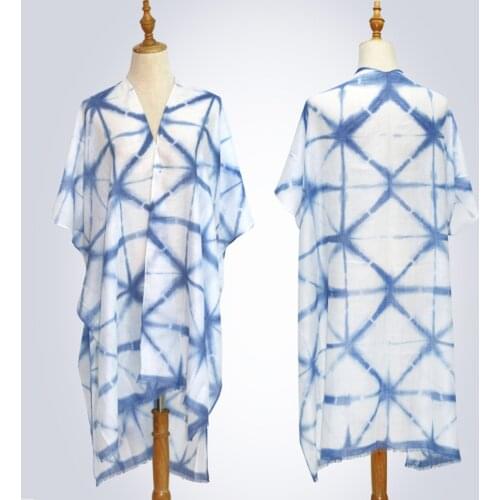 Tie-Dye Bathing Suit Wraps Beach Wear Fashionable Kimono Dress Women Summer Swimsuit Cover Up Shawls Female Ponchos