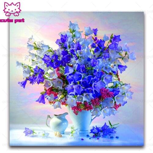 Small lily Full Square Diamond embroidery Cross stitch flowers DIY 3D Diamond painting vase Full Round Diamond mosaic home decor
