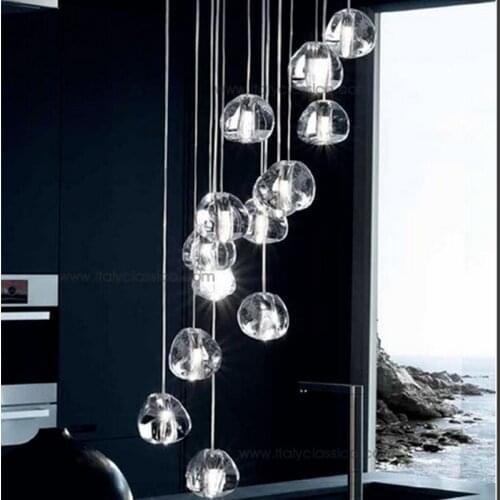 Mizu 7 Light Pendant by Nicolas from Suspension Lamp Chandelier Gold/ Transparent Lighting Fixture Dining Room