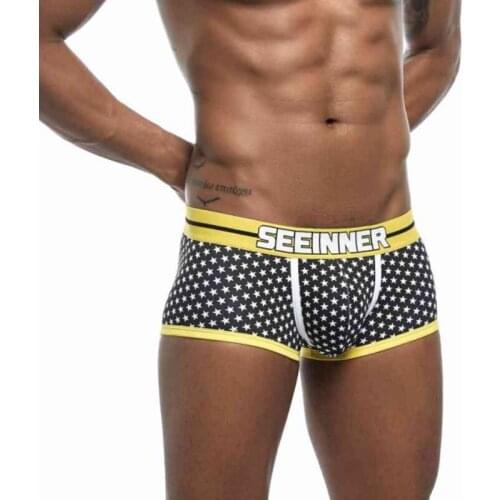 Fashion Male Panties Cotton Breathable Boxers Shorts Men Underwear U Convex Pouch Sexy Underpants Printed Homewear Shorts