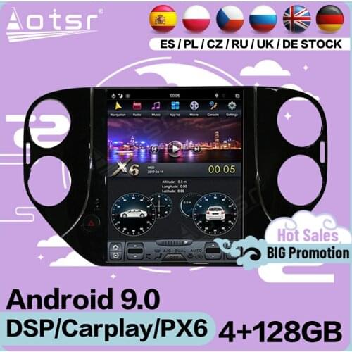 4+128G Tesla Screen Multimedia Stereo Android Player For Volkswagen Tiguan 2010 2011 2012 2013 2014 2015 2016 GPS Navi Head Unit