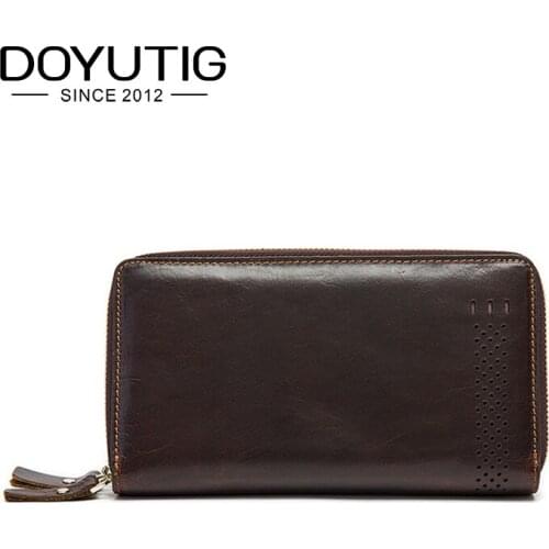 DOYUTIG Hot Sale Mens Genuine Leather Clutches Business Style Long Money Purses For Male Fashion Card Holder Day Clutches B054