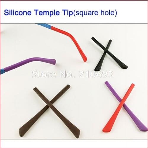 Free Shipping Retail DT001 Soft Silicone Anti Slip Eyeglasses Glasses Temple Tips Accessories Optical Frame Temples Square hole