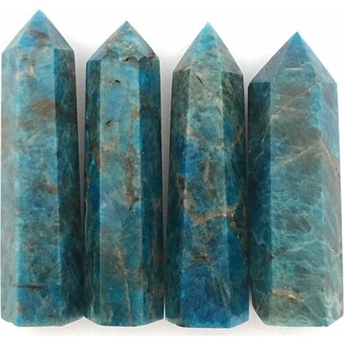 Natural Blue Apatite Crystals Wand Healing Point Tower for Healing Stones