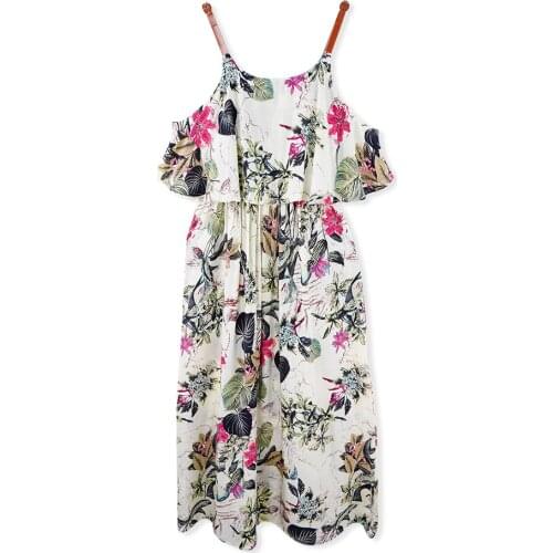 Summer Bohemian Beach Style Dresses Elegant Long Strap Long Dress Ladies Vestidos Sleeveless O-neck Floral Printed High Waist