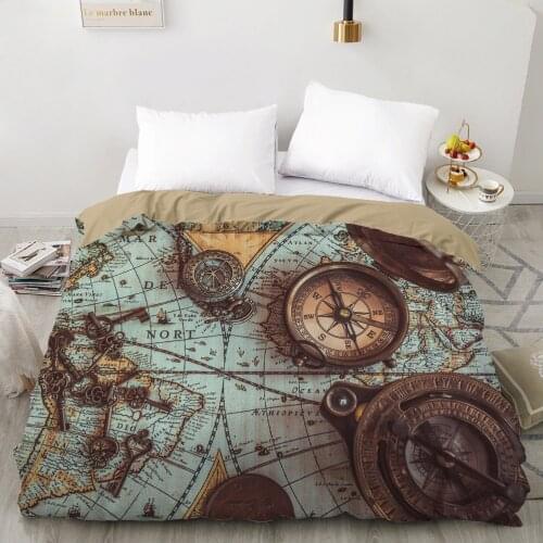 3D Duvet cover Quilt/Blanket/Comfortable Case Luxury Bedding 135 140x200 150x200 220x240 200x220 for Home Vintage map compass