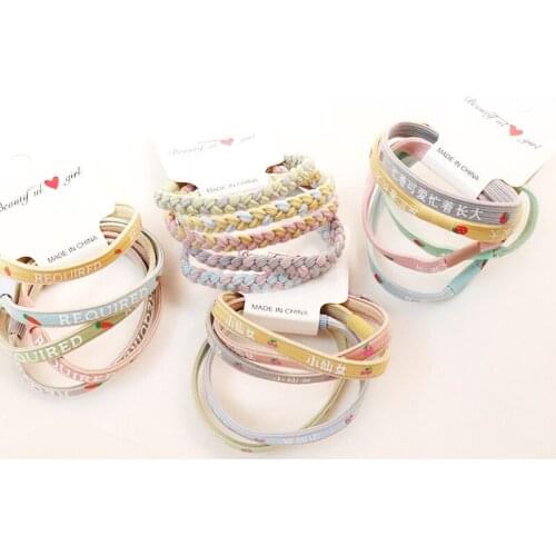 QCOOLJLY 5Pcs/Lot Colorful Elastic Hair Band Lovely Kids Children Hair Ropes Ties Hair Accessories Cute Heart Flower Hairband