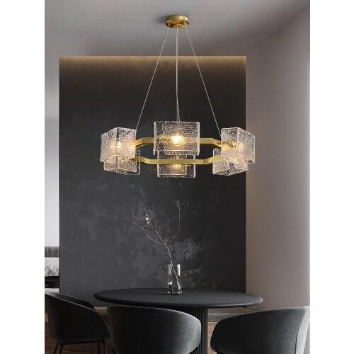 Postmodern light luxury chandelier living room dining room bedroom study all copper chandelier