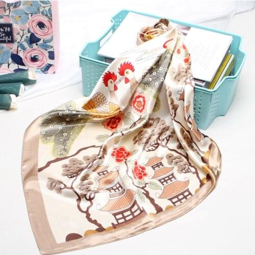 Luxury Silk Satin Hijab Scarf For Women Fashion Pint Kerchief Bandana For Head Scarfs Female 90cm*90cm Square Shawls and Scarves