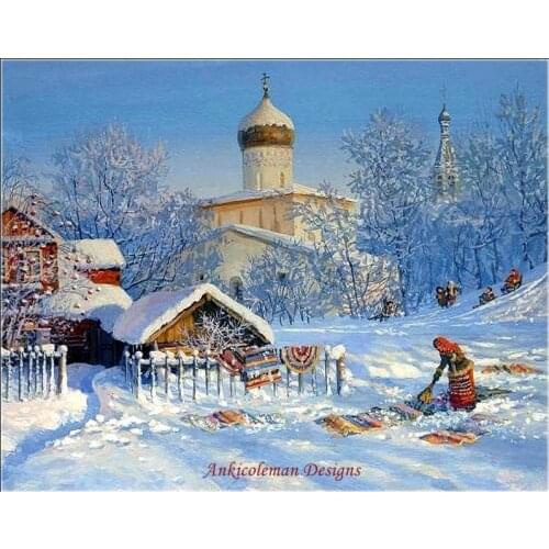 Needlework for embroidery DIY DMC Color High Quality - Counted Cross Stitch Kits 14 ct Oil painting - Clean Rugs in winter