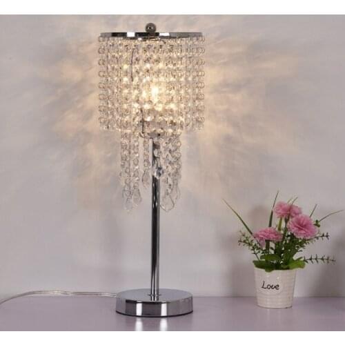 EU/US plug Silver Crystal Lampshade Table Lamps Reading Room Bedroom Beside Decoration Desk Lights Led Night Lights Lamp