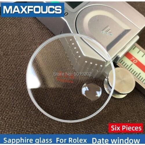 Flat Sapphire Date window Watch glass Fits For Rolex with the date Replacement watch accessories 6 Pieces Suit