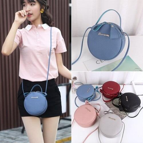 2021 New Women Bags Cute Small Round Bag PU Fashion Shoulder Bag Litchi Pattern Diagonal Bag Portable Bag