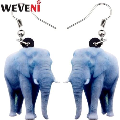 WEVENI Original Acrylic Jungle Elephant Earrings Dangle Drop Wild African Animal Jewelry For Women Girls Gift Charms Dropship