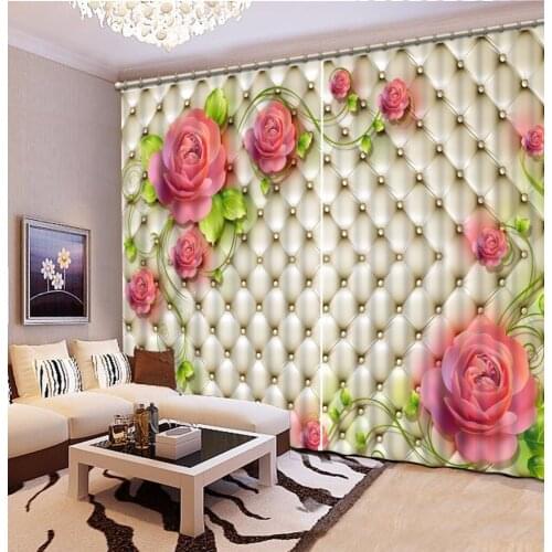 Customize 3d curtains Soft bag of flowers soundproof curtains photo 3d blackout curtains for the bedroom