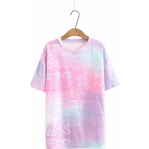 Plus size O neck Cotton letter print women tshirts 2021 new summer casual ladies Short sleeve t shirts female tops t-shirts